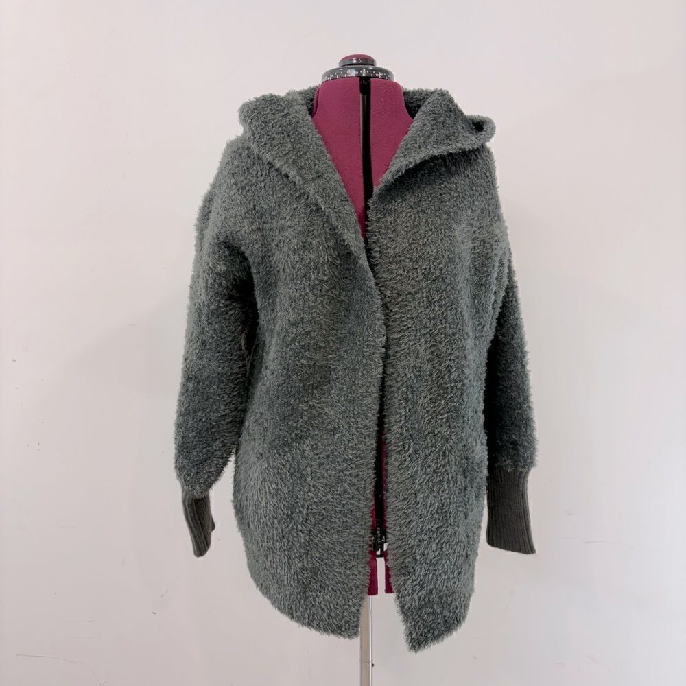 PINK MARTINI Plush Open Front Hooded Cardigan XS Heavy Weight